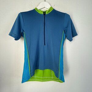 Wild Ride by Free Form Womens 1/2 Zip Cycling Jersey Medium Blue & Green Pockets